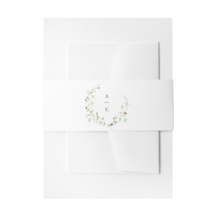 Sage Green Wildblume Rustic Boho Wedding Monogram Einladungsbanderole