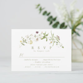 Sage Green Wildblume Rustic Boho Wedding RSVP