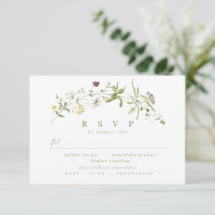 Sage Green Wildblume Rustic Boho Wedding RSVP
