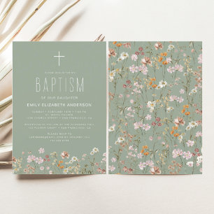 Sage Green Wildblume Taufgarten in Blüte Einladung