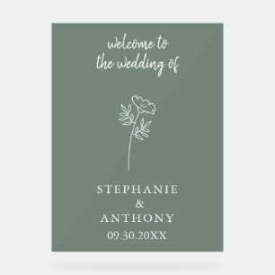 Sage Green Wildblume Wedding Acrylschild