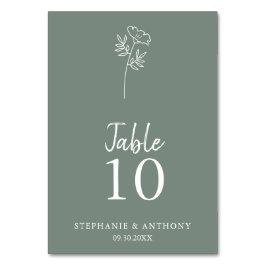 Sage Green Wildblume Wedding Tischnummer