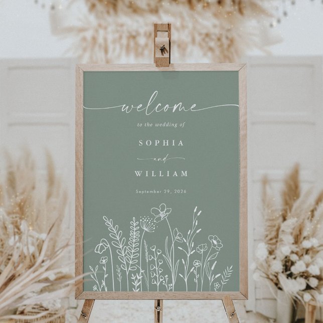 Sage Green Wildblume Wedding Willkommenszeichen Poster (Von Creator hochgeladen)