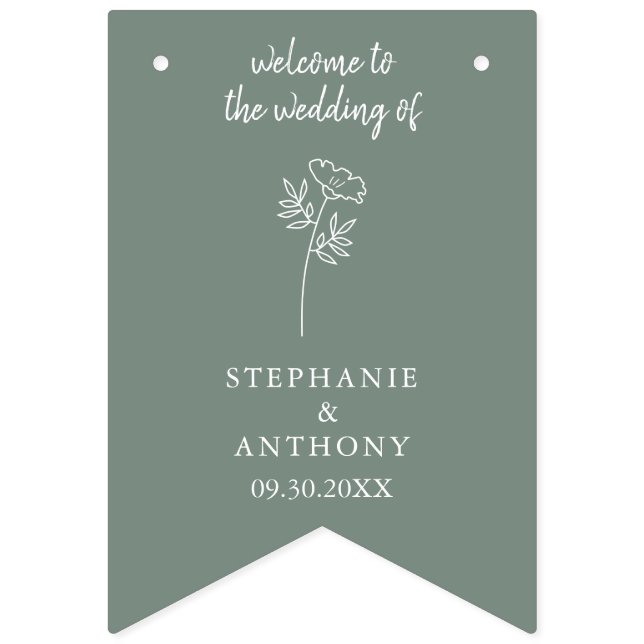 Sage Green Wildblume Wedding Wimpelkette (Erste Fahne)