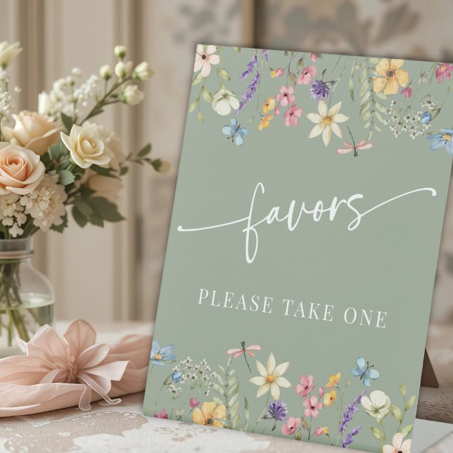 Sage Green Wildblumen Brautparty Pedestal Schild (Von Creator hochgeladen)