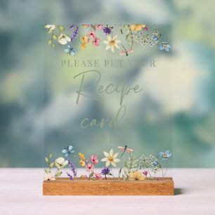 Sage Green Wildblumen Brautparty Rezept-Zeichen Acrylschild