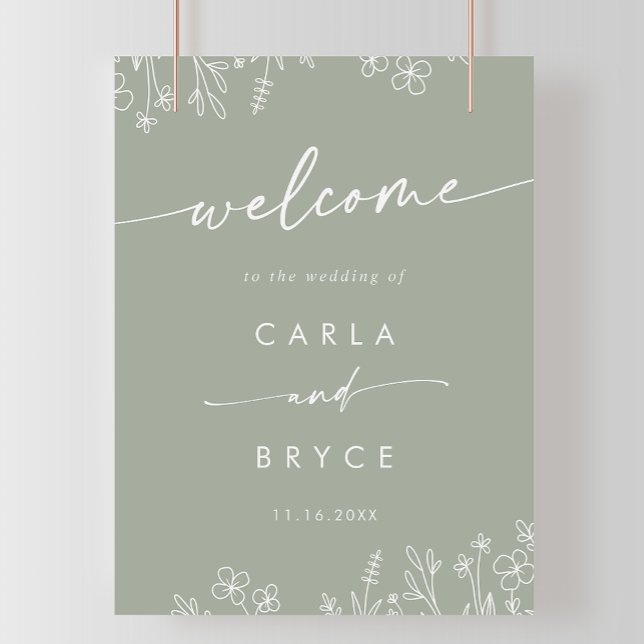 Sage Green Wildflower DIY Wedding Welcome Sign Poster (Von Creator hochgeladen)