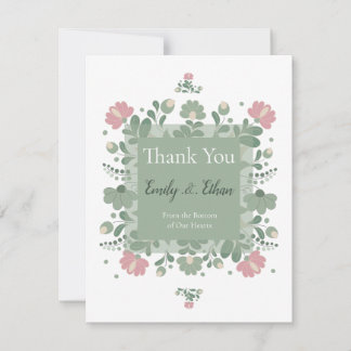 Sage Green Wildflower Folk Wedding  Dankeskarte