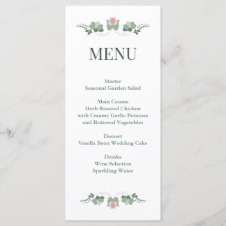 Sage Green Wildflower Folk Wedding Menükarte