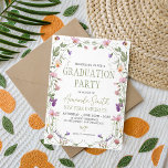 Sage Green Wildflower Graduation Invite Einladung<br><div class="desc">Announce her success with this "Wildflower Meadow" graduation invitation. Featuring a delicate frame of watercolor field flowers, including pansies and cosmos in soft purple and pink tones. The trendy sage green typography and airy layout make it perfect for the Class of 2026. Ideal for botanical-themed garden parties and feminine high...</div>