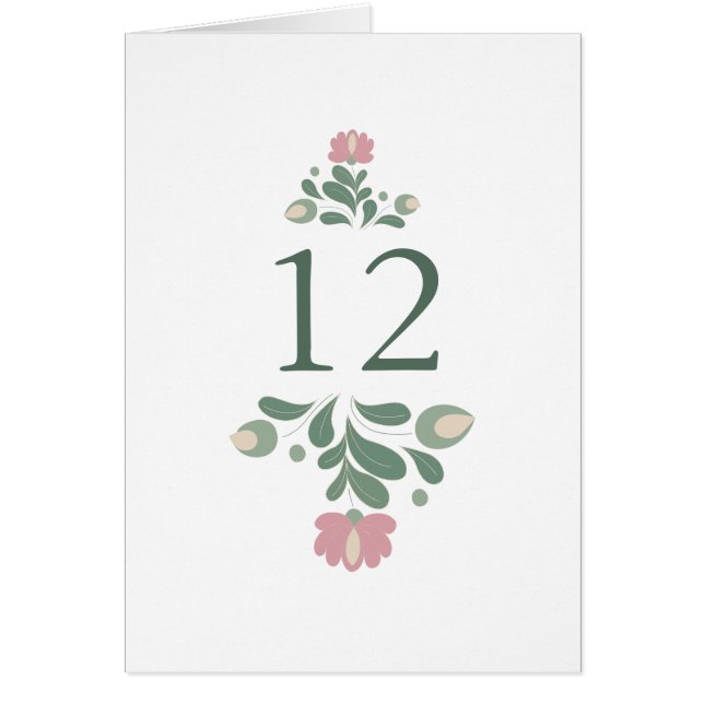 Sage Green Wildflower Wedding Table Number (Vorne)