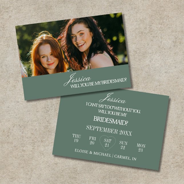 Sage Green Will You Be My Bridesmaid Proposal Card Einladung (Sage Green Will You Be My Bridesmaid Proposal Card)