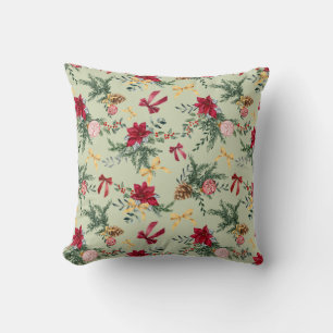 Sage Green Winter Botanical Greenerity Bow Muster Kissen