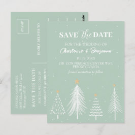 Sage Green Winter Christmas Save the Date Hochzeit Postkarte