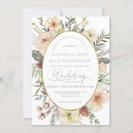 Sage Green Winter Pine Botanical Monogram Wedding Einladung
