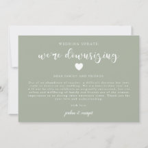 Sage Green Wir verkleinern das Hochzeitsupdate