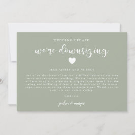 Sage Green Wir verkleinern das Hochzeitsupdate Ankündigung