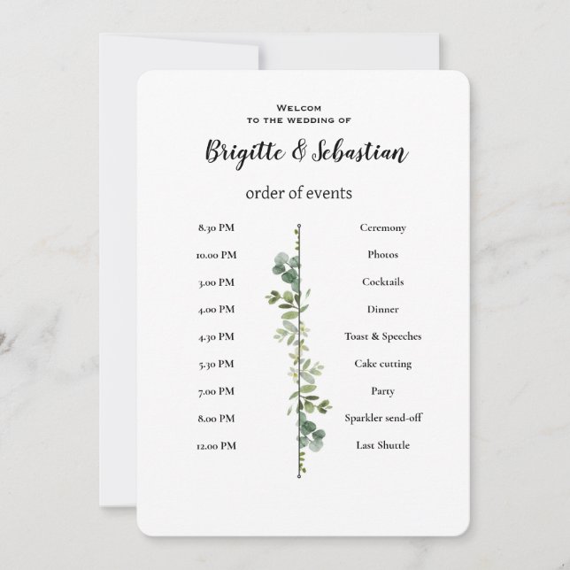 Sage Green Wird Greenery Gold Wedding Einladung (Vorderseite)