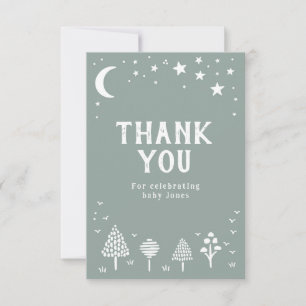 Sage Green Woodland Stars Kinderdusche Dankeskarte