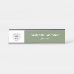 Sage Green Your Logo Modern Desk Nom Plaque