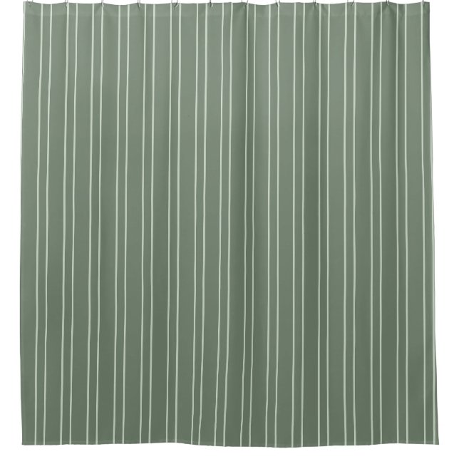 Sage Green zwei Töne gestreift Duschvorhang (Vorderseite)
