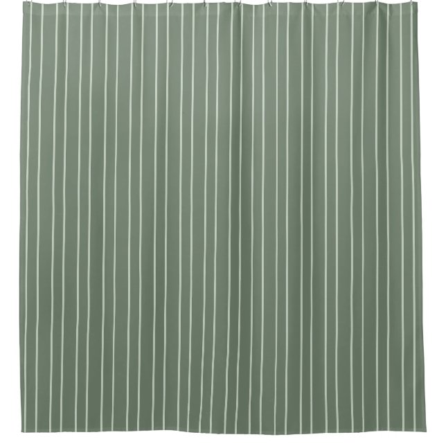 Sage Green zwei Töne gestreift Duschvorhang (Vorderseite)