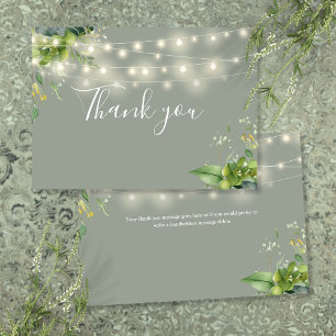 Sage Greenery Bloral String Lights Dankeskarte