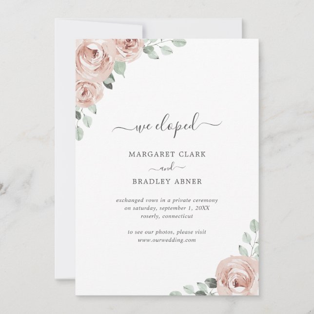 Sage Greenery Dusty Rose Rosa Blumenbedeckung Ankündigung (Vorderseite)