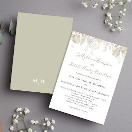 Sage Greenery Elegant Wedding Blätter Einladung