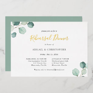 Sage Greenery Eucalyptus Probe Dinner Gold Folieneinladung