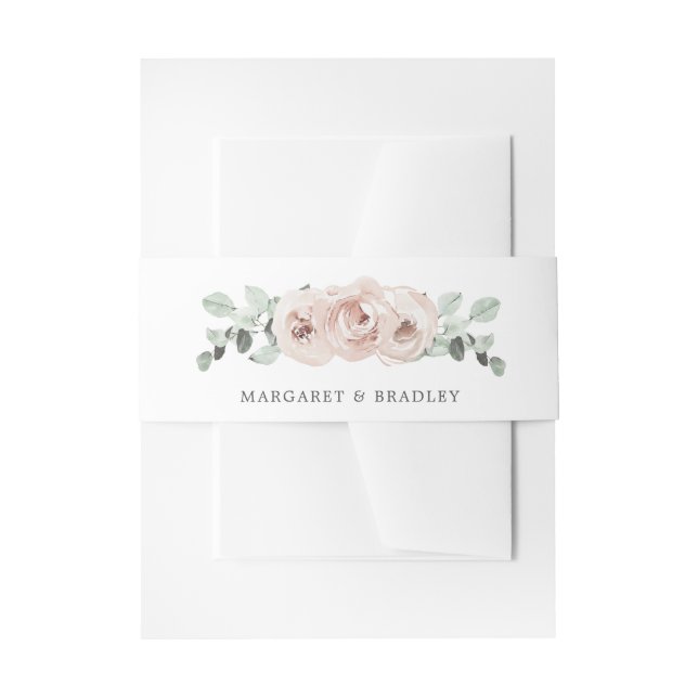 Sage Greenery Pink Dusty Rose Floral Wedding Einladungsbanderole (Vorderseite Beispiel)