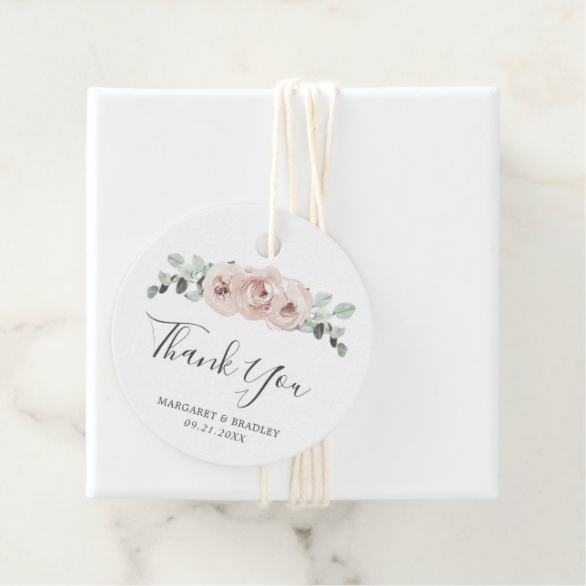 Sage Greenery Pink Floral Dusty Rose Hochzeit Geschenkanhänger (Beispiel)