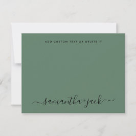 Sage Greenery Stylish Script Elegant Minimalist Mitteilungskarte