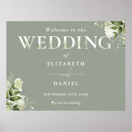 Sage Greenery Typographie Mariage Affiche de bienv