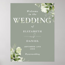 Sage Greenery Typographie Mariage Affiche de bienv