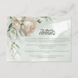 Sage Greenery White Rose Wedding Begleitkarte