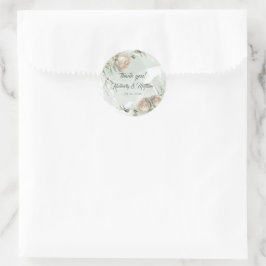 Sage Greenery White Rose Wedding Runder Aufkleber