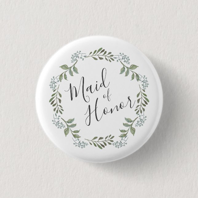 Sage Greenery Wreath Trauzeugin Button (Vorderseite)