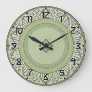 Sage-Grün Art Deco Große Wanduhr