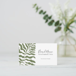 Sage Grün Blatt Elegante Branding-Karte | Minimal Visitenkarte