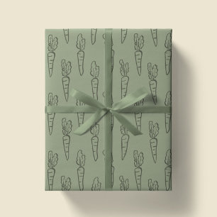 Sage Grün Boho Ostern Muster Karotte Frühling Geschenkpapier