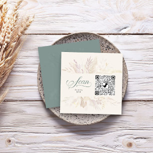 Sage Grün Botanischer Online-RSVP-QR-Code Begleitkarte