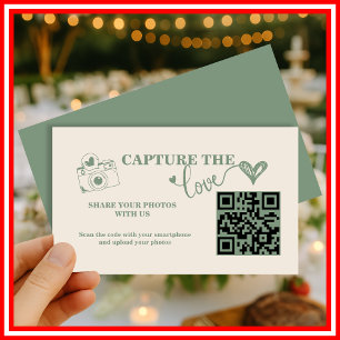 Sage Grün Capture The Love Hochzeits-QR-Code Begleitkarte