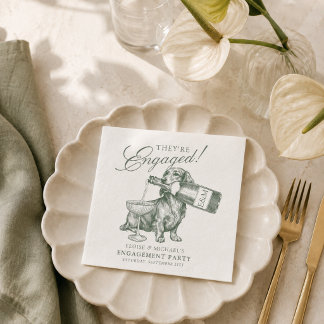 Sage Grün Dachshund Champagner Verlobung Serviette