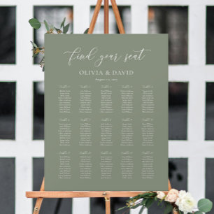 Sage Grün Elegant 15 Tisch Sitzplan Poster