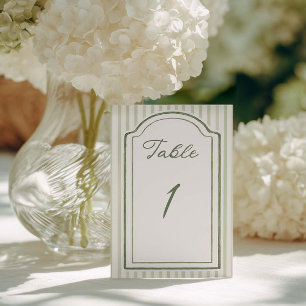 Sage-Grün-Gestreifte Hochzeit Tischnummer
