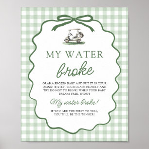 Sage Grün Gingham Golf Mein Wasser ist Gebrochen B Poster