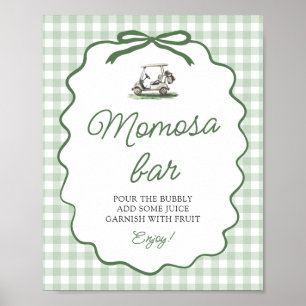 Sage Grün Gingham Golf Momosa Bar Babyparty Poster