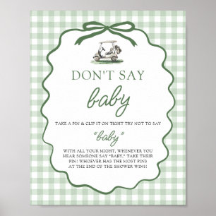 Sage Grün Gingham Golf Sag nicht Baby Baby Shower Poster