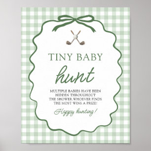 Sage Grün Gingham Golf Winzige Baby-Suche Baby-Par Poster